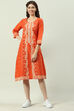 Red Cotton A-Line Printed Kurta Dress
