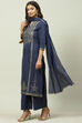 Mustard Printed Cotton Straight Kurta Palazzo Suit Set image number 5