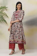 Grey Flared Art Silk Printed Dress