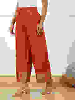 Orange Jacquard Solid Straight Palazzo Pants image number 2