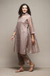 Beige Linen Blend Unstitched Suit Set image number 5