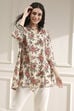Off-White and Red Cotton A-Line Shirt image number 5