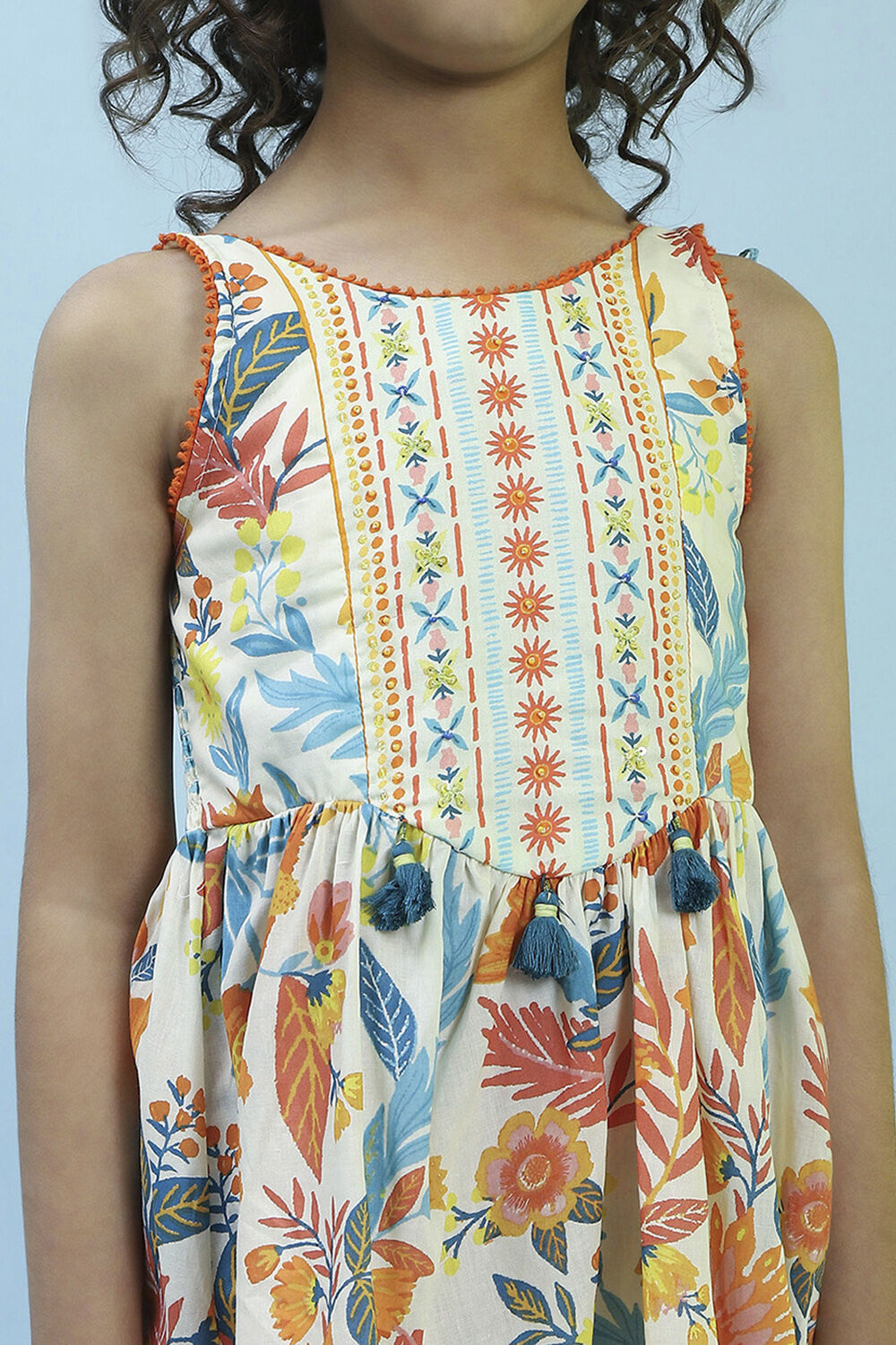 Multi-Colored Printed Gathered Suit Set image number 1