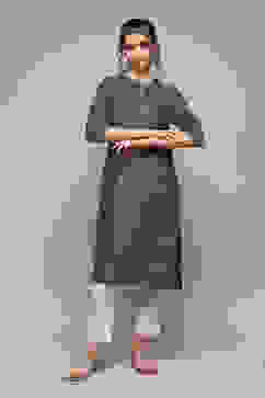 Indigo Poly Viscose Straight Printed Kurta image number 0