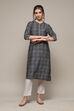 Indigo Poly Viscose Straight Printed Kurta image number 0