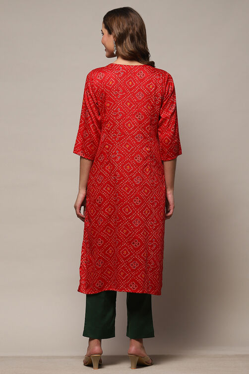 Red Satin Unstitched Suit Set image number 6