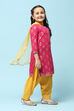 Fuchsia Cotton Straight Printed Kurta Patiyala Salwar Suit Set image number 6