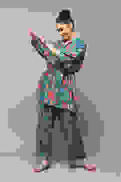 Teal LIVA Printed Pants image number 0