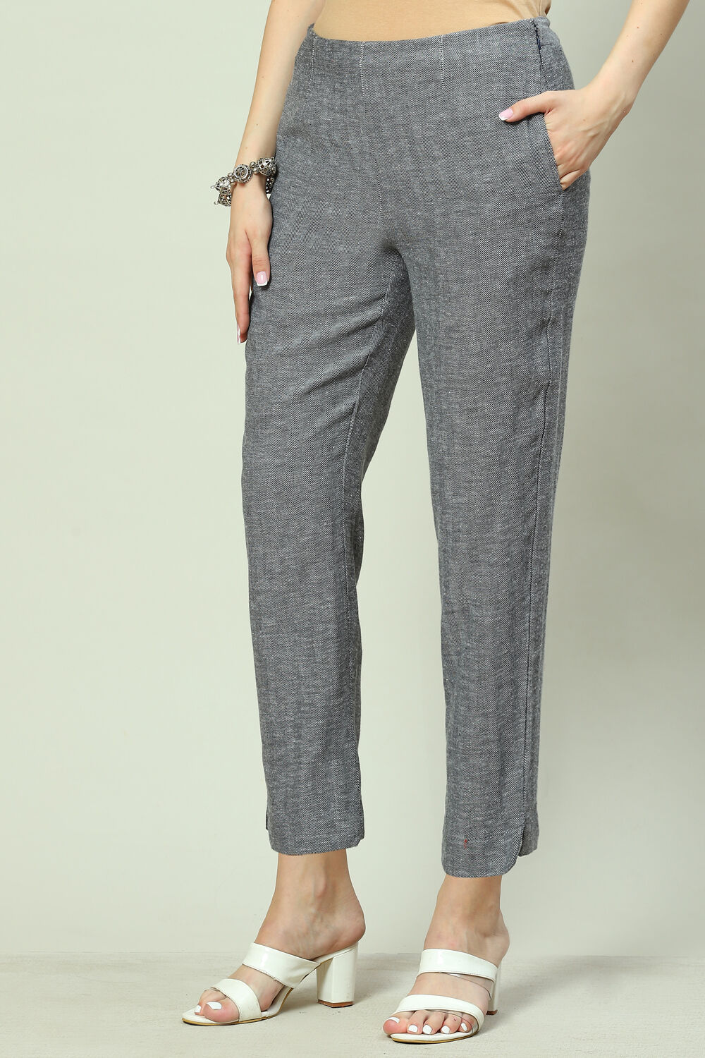 Black Cotton Pants image number 2
