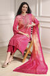Turquoise Printed Straight Suit Set image number 0