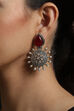 Oxidized And Maroon Earrings image number 1