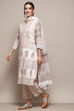 Beige Cotton Machine Embroidered Unstitched Suit Set image number 5