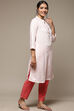 Olive Pink LIVA Straight Yarndyed Kurta image number 3