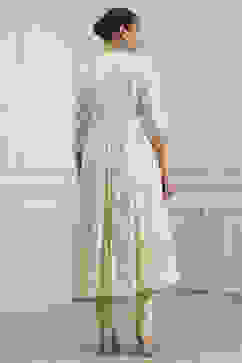 Off-White Cotton Foil Printed Anarkali Suit Set image number 4