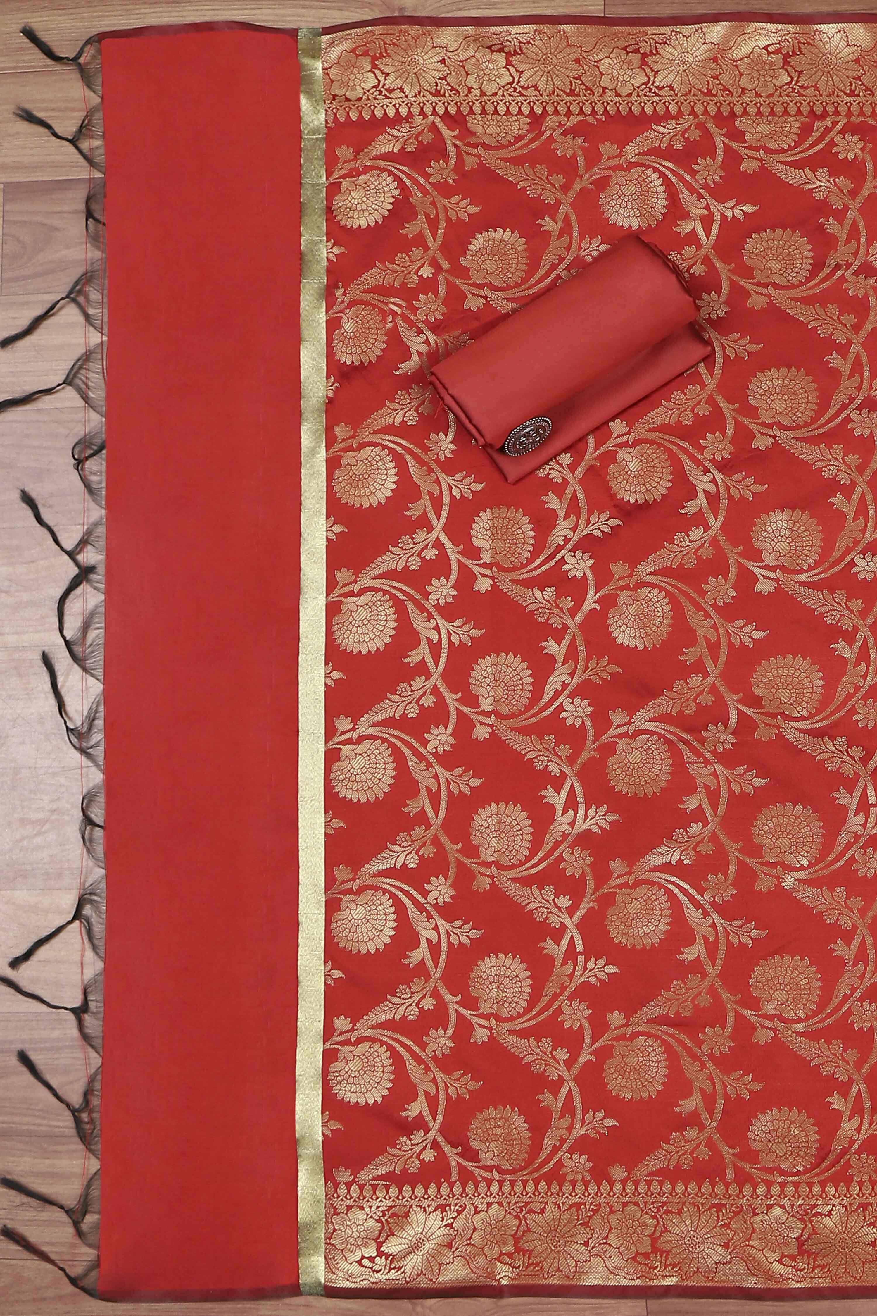 Pink Silk Unstitched Suit Set image number 3