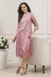 Dusty Pink Printed Straight Kurta image number 0