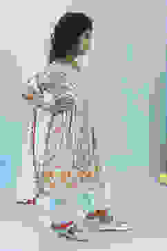 Sky Blue Cotton Floral Gathered Suit Set image number 5