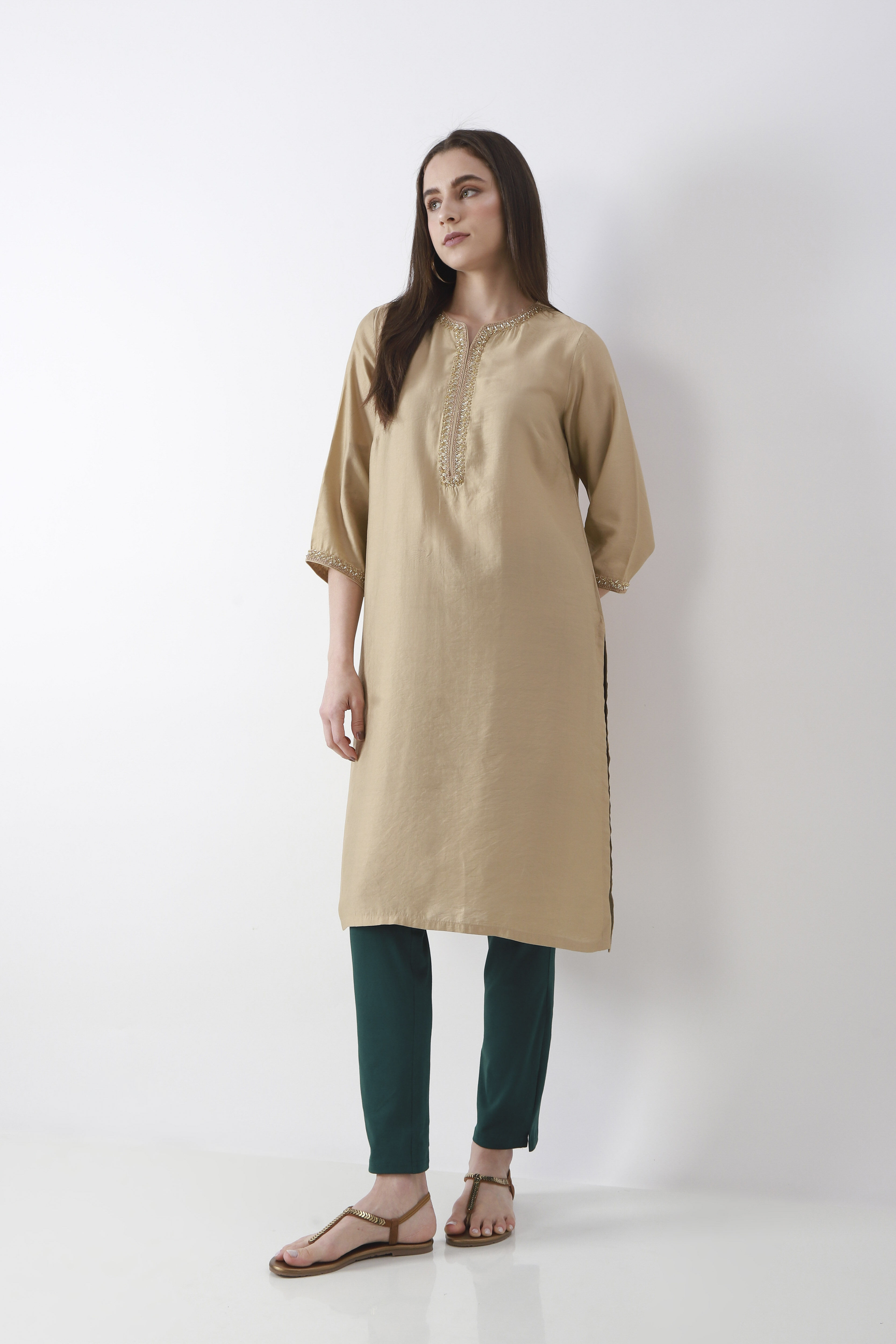 Navy Blue Solid Cotton Lycra Straight Pants image number 0