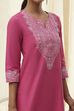 Pink Pure Cotton Printed Straight Kurta image number 1