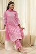 Pink Pure Cotton Printed Straight Suit Set