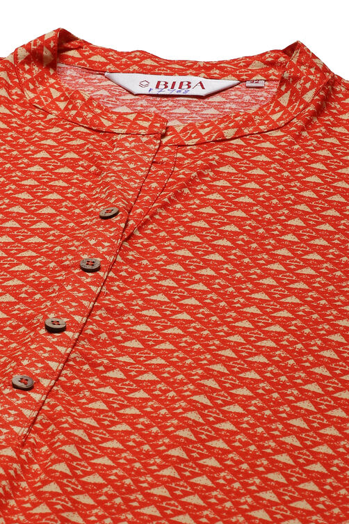 Orange Rayon Straight Kurta image number 1