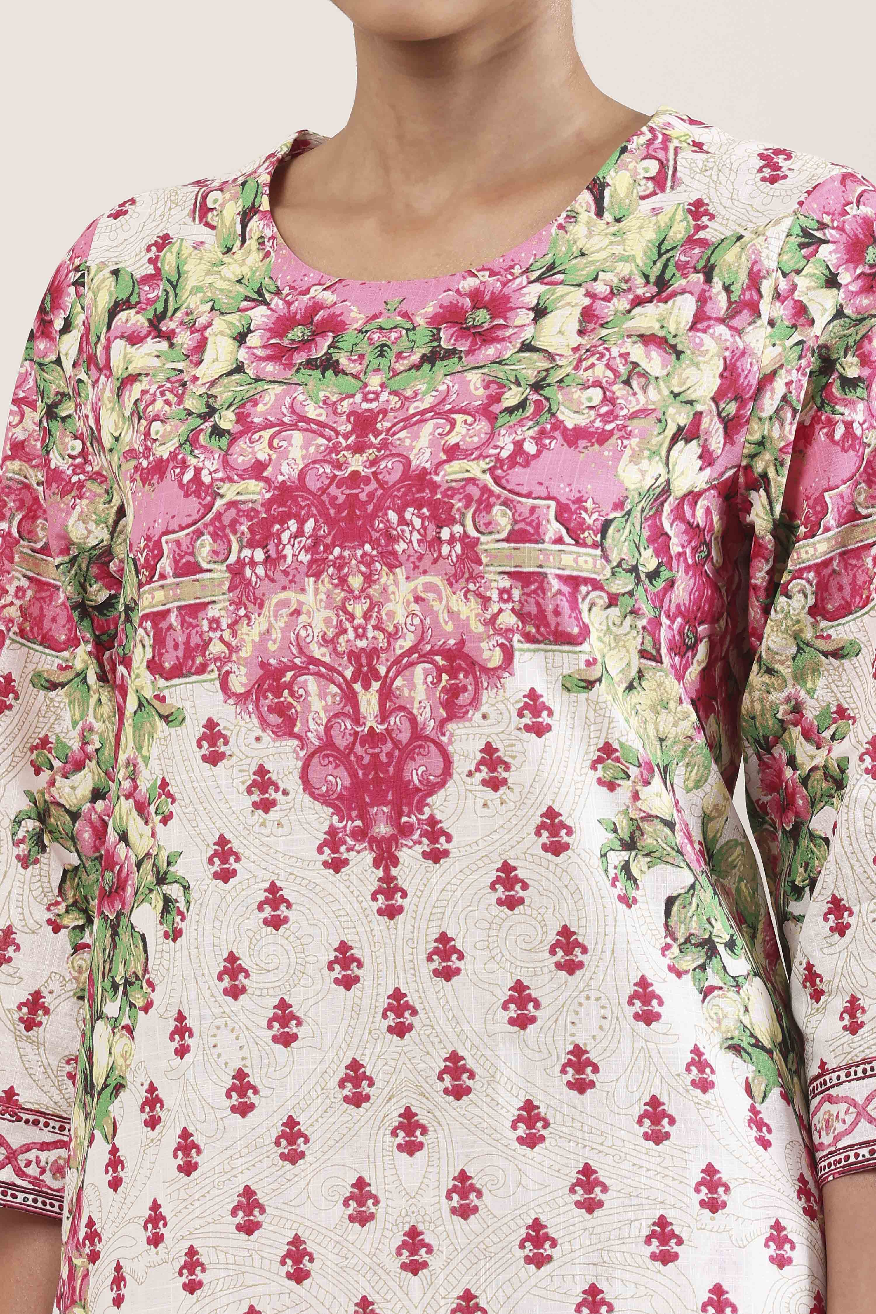 Pink Cotton A-Line Suit Set image number 1