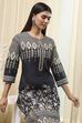 Black Cotton Printed Straight Kurta image number 1