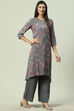 Grey Viscose A-Line Kurta Palazzo Suit Set image number 0