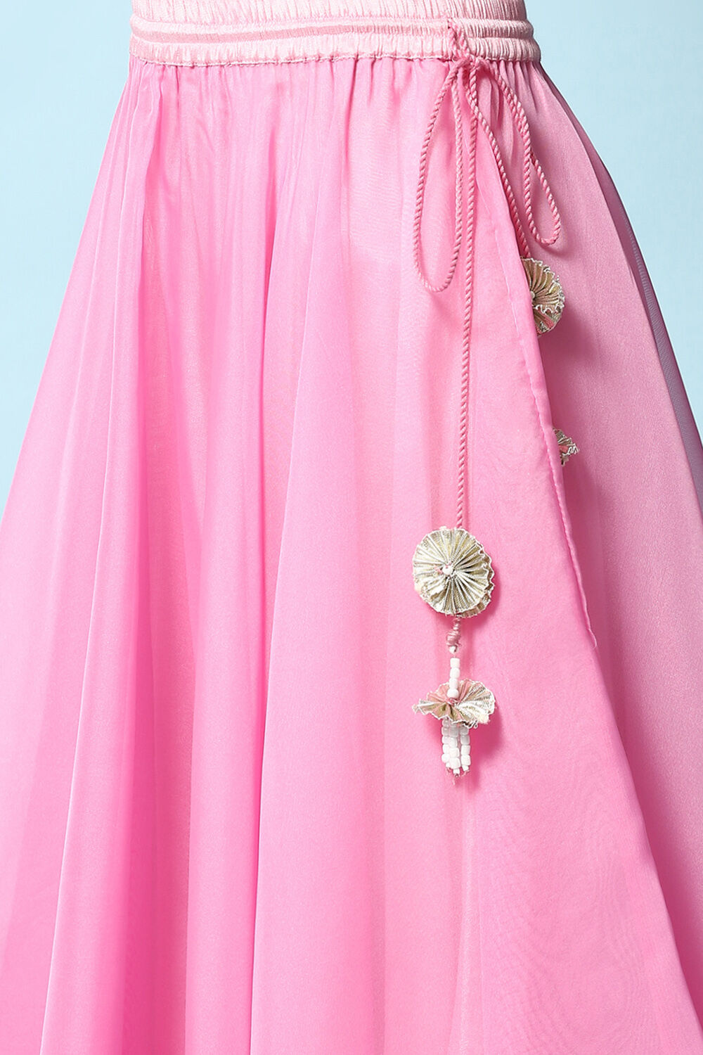 Bubble gum Pink Nylon Short Top Lehenga Set image number 2