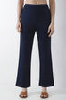 Blue Viscose Blend Wide Leg Pants image number 4