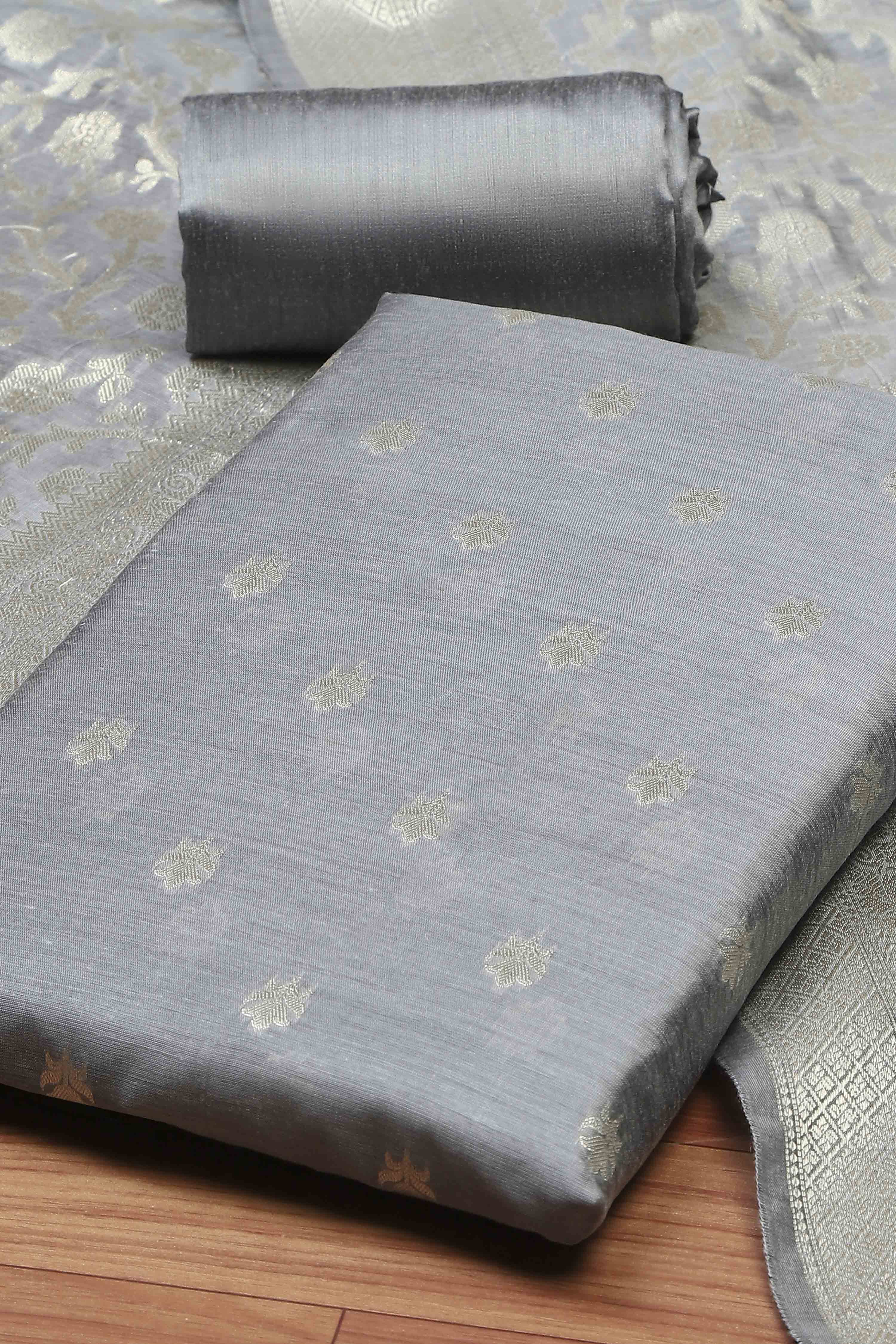 Mustard Cotton Printed Embroidered Unstitched Suit Set image number 1