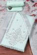 Teal Linen Hand Embroidered Unstitched Suit Set image number 0