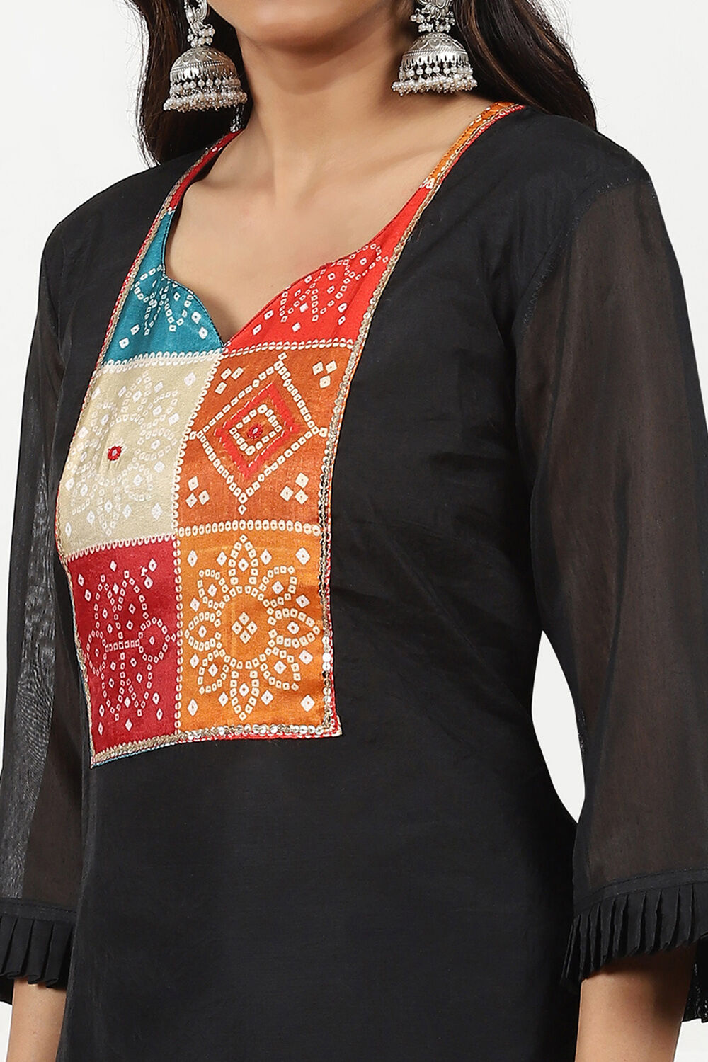 Green Cotton Printed Embroidered Unstitched Kurta Set image number 1