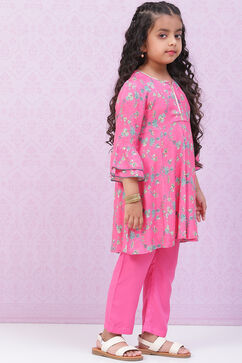 Pink Rayon Kalidar Printed Kurta Set image number 5