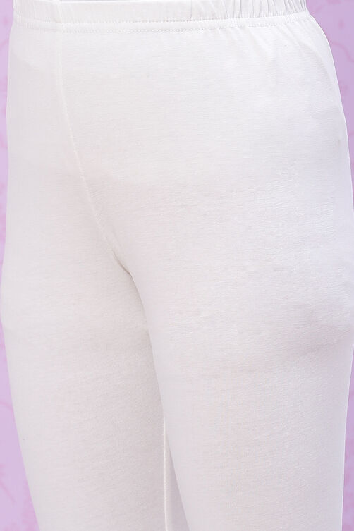 Ivory Nylon Girls Straight Kurta Churidar Suit Set image number 8