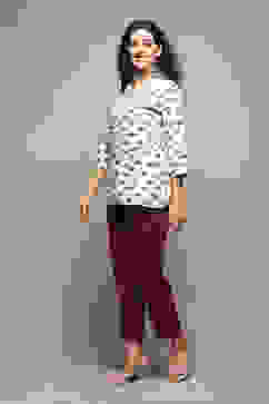 Maroon Cotton Regular Yarndyed Palazzo image number 0