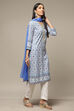 Blue Rayon Straight Kurta Pant Suit Set image number 6