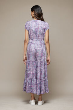 Purple LIVA Printed Jumpsuit image number 3