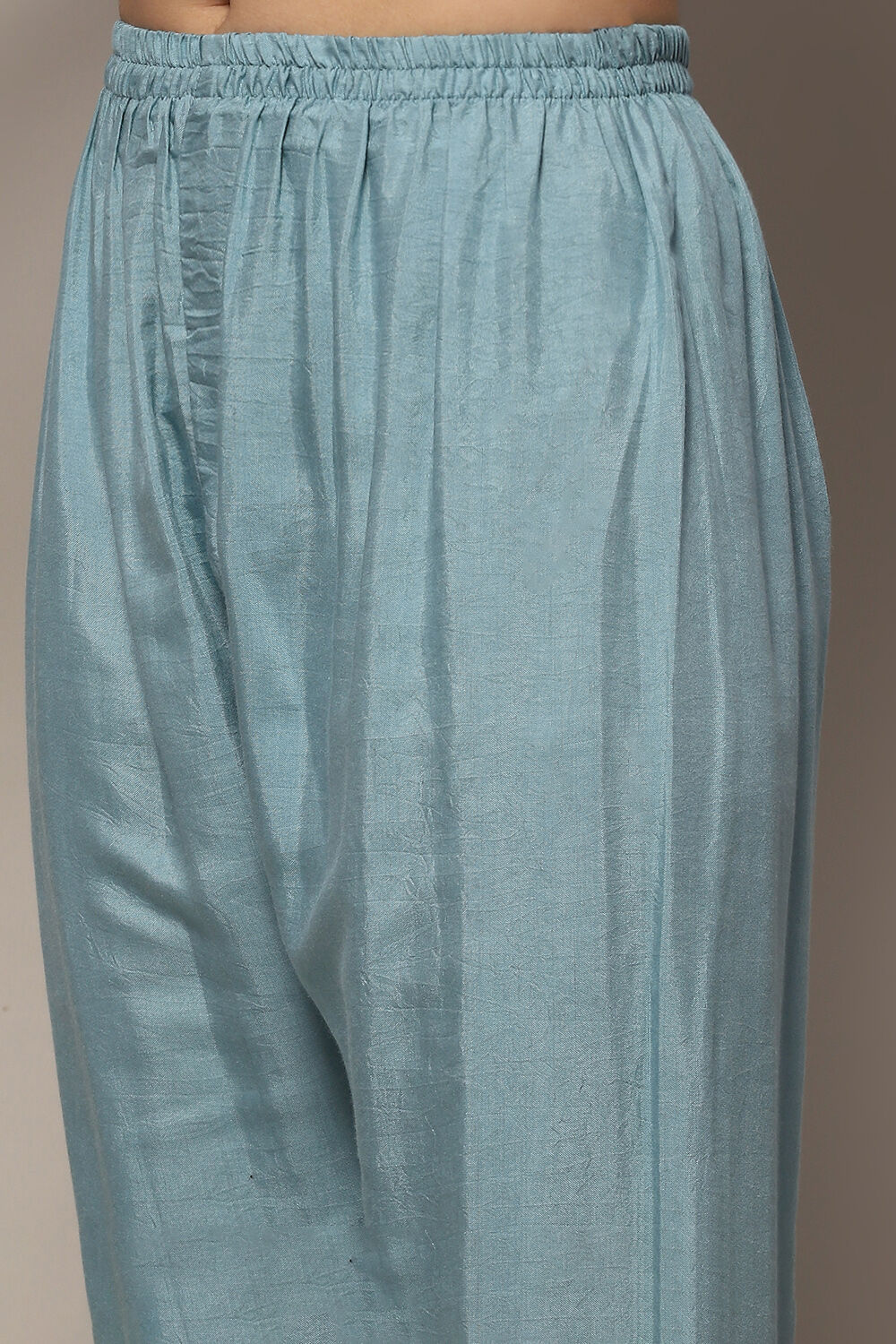 Dull Blue Muslin Unstitched Suit set image number 3