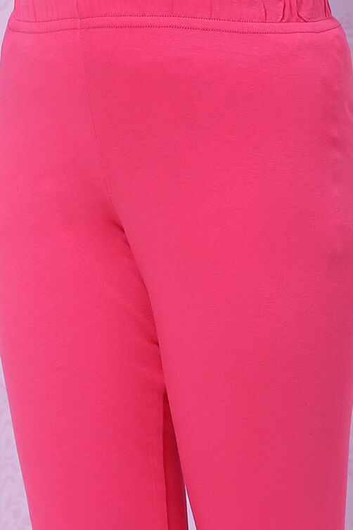 Pink Cotton Tiered Kurta Churidar Suit Set image number 6