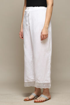 White Rayon Flax Palazzo image number 2