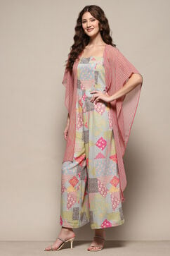 Pink Blue Polyester Straight Jumpsuit image number 2