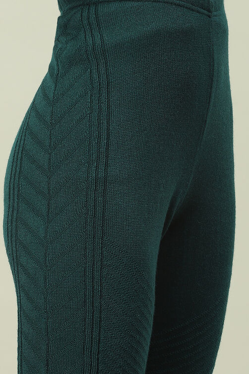 Teal Acrylic Woollen Jeggings image number 1