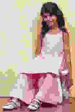 Pink Cotton Strappy Straight Kurta Sharara Set image number 0