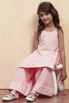 Pink Cotton Straight Suit Set image number 0