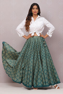 Teal Flared Cotton Skirts image number 0