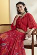 Red Viscose Rayon Front Open Lehenga Set image number 1