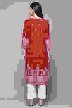 Maroon Rayon Straight Kurta image number 3