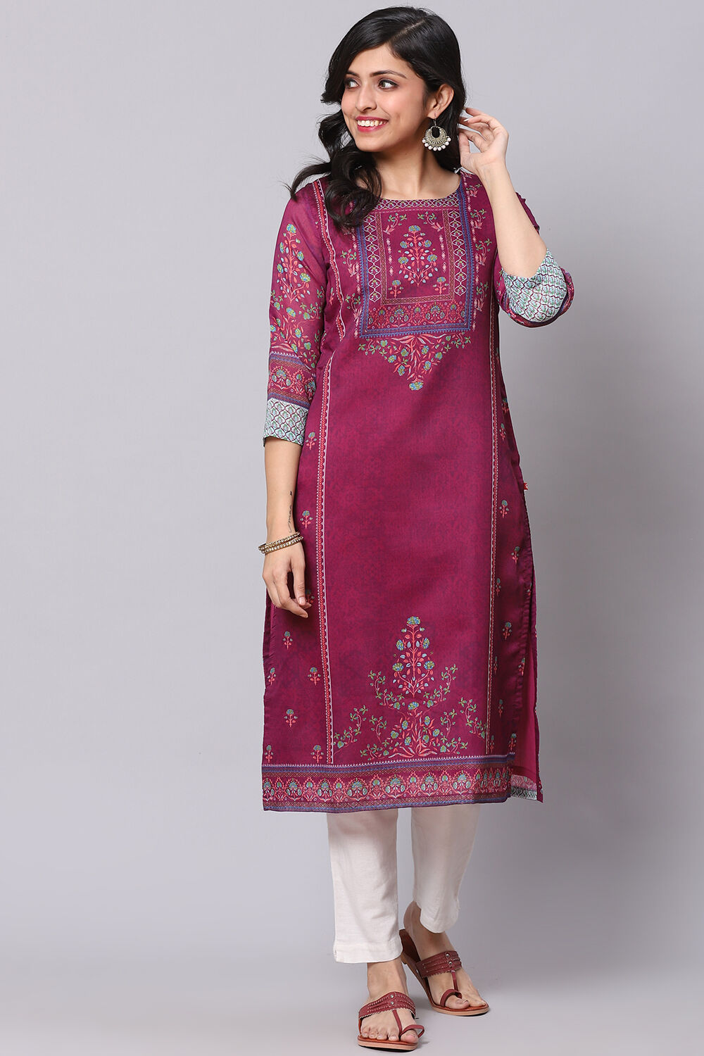 Dark Green A-Line Cotton Kurta image number 0