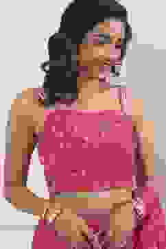 Pink Poly Georgette Regular Saree image number 1